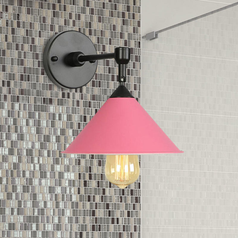 BowLift | Black/Gray Conical Wall Light Industrial Stylish Metallic 1 Head Bathroom Wall Lamp