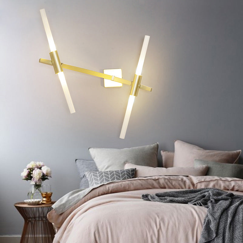 BowLift | Rotatable linear wall lamp Postmodern metal 2/4 heads gold wall mounting light