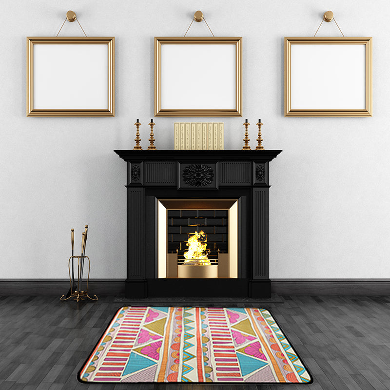 BowLift | Colorful Geometric Southwest Rug Polyester Carpet with Flowers Non-Slip Backing Power Loom Indoor Rug