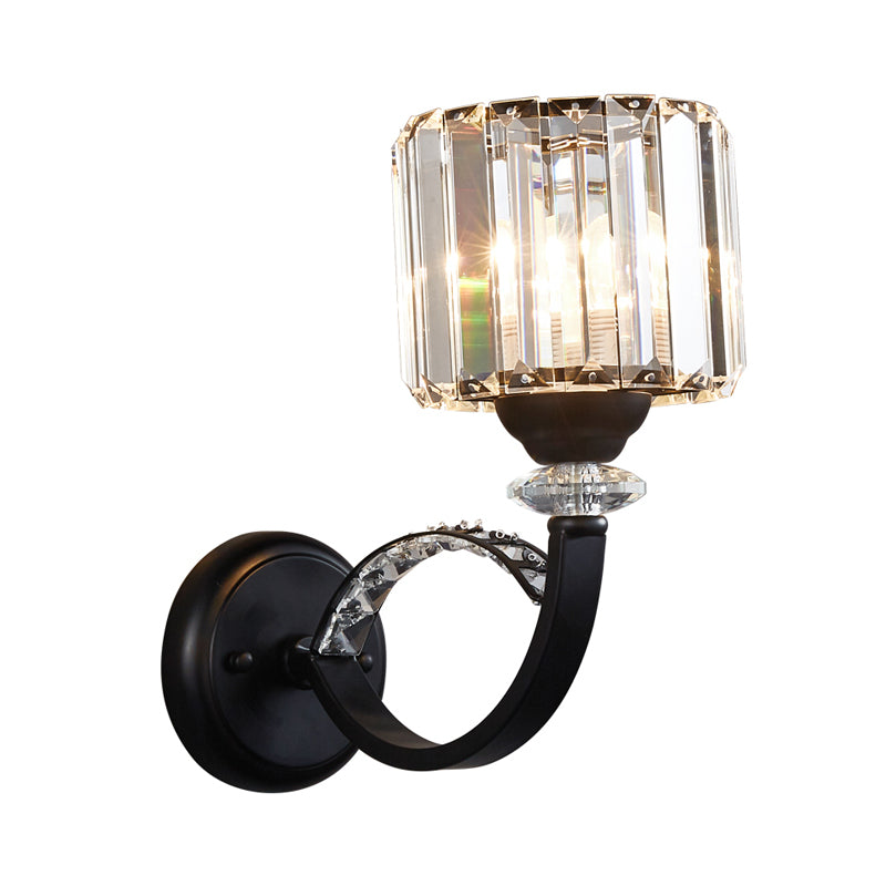 BowLift | Black Single Wall Lamp Modern Prism Crystal Cylindrical Wall Mounted Lamp