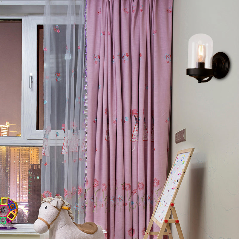 BowLift | Capsule Wall Mounted Lighting 1/2 Light Bulb Industrial Black Clear Glass Lighting for Portico