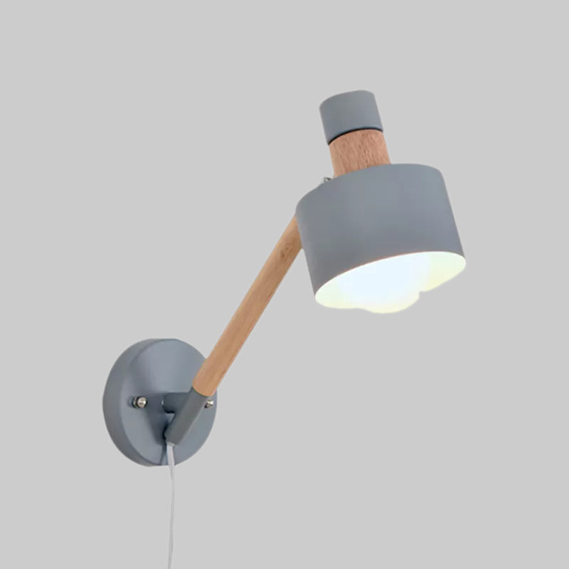 BowLift | 5.5"/6"/7" W Armed Wall Sconce Minimalism Metal 1 Main Wall Mount Lighting in Gray for Living Room