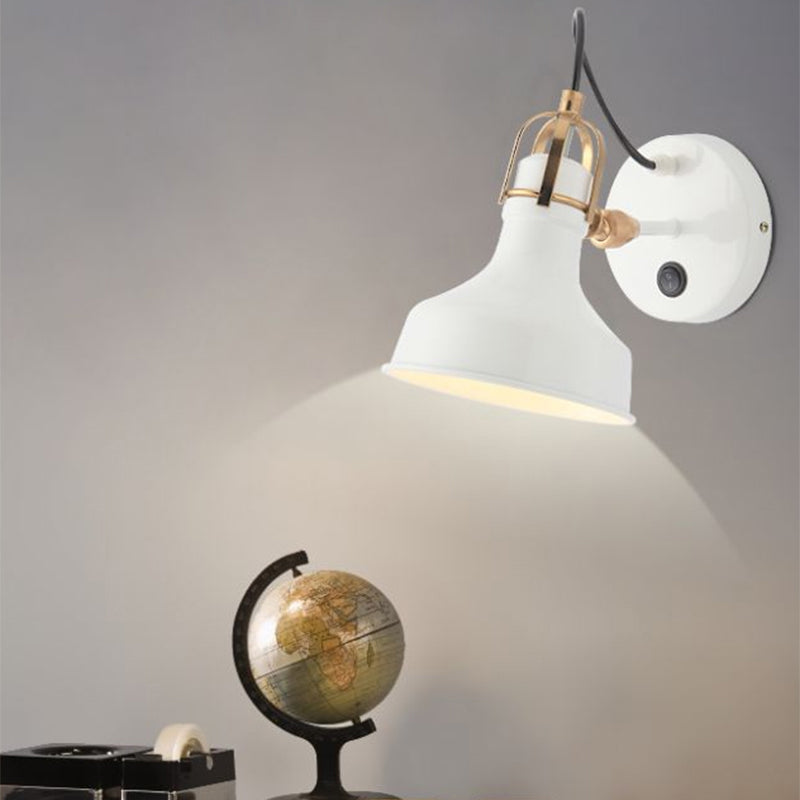 BowLift | White Barn Wall Sconces Lighting Contemporary Metallic 1 Light Wall Mounted Fixture with Switch