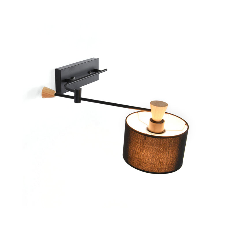 BowLift | Drum Wall Lamp Sconce Modernism Fabric 1 Light Sconce Light in Black/White for Living Room