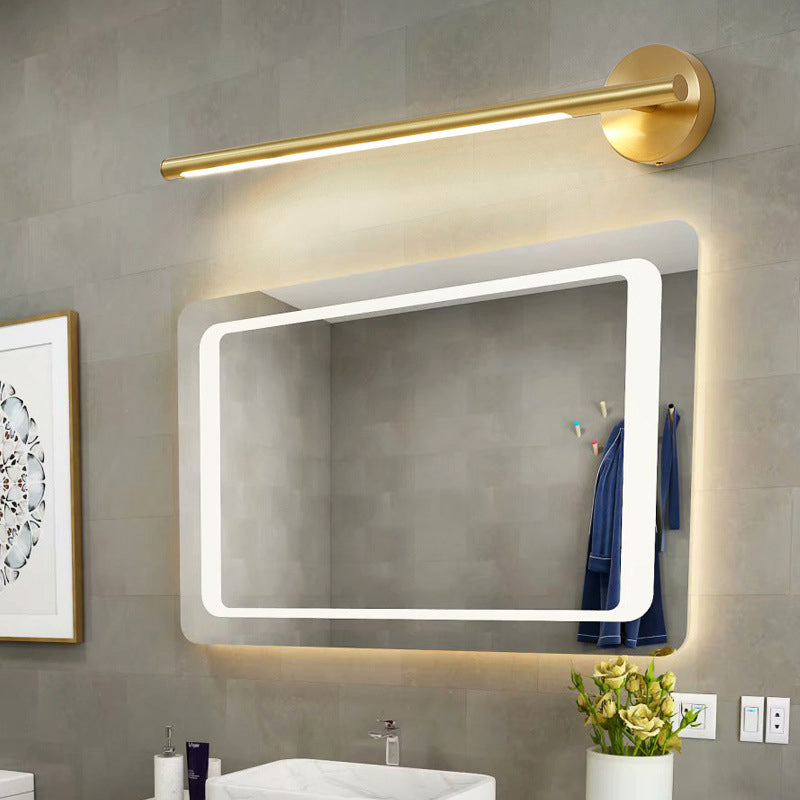 BowLift | Gold Rod Wall Lamp Minimalist Metal 16"/25" Long LED Vanity Sconces Light with Acrylic Diffuser