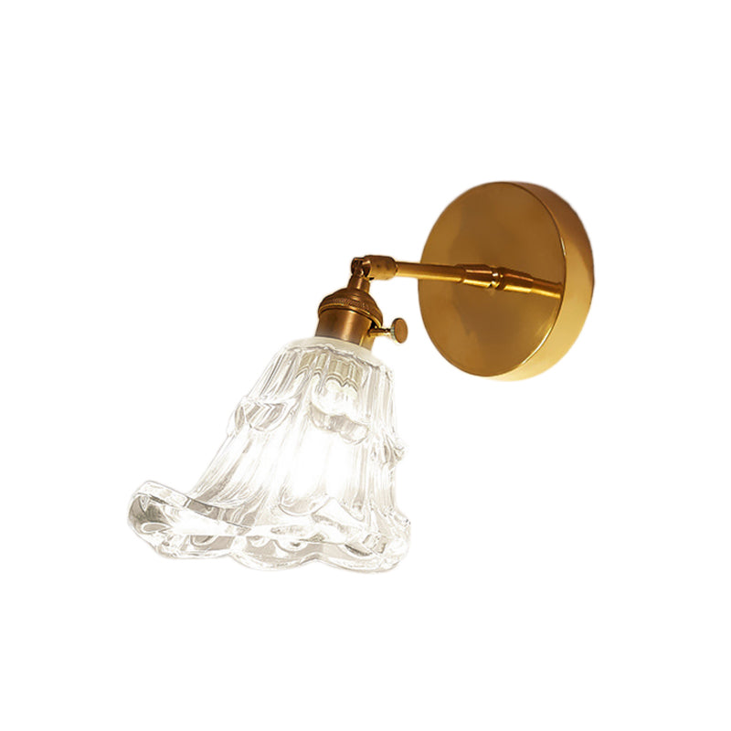 BowLift | Clear Textured Glass Brass Wall Light Art Deco 1-Light Industrial Wall Sconce