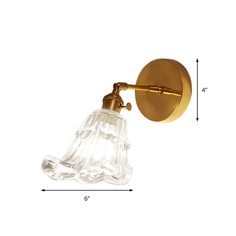 BowLift | Clear Textured Glass Brass Wall Light Art Deco 1-Light Industrial Wall Sconce