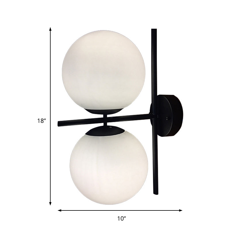 BowLift | Black spherical wall lighting modern opal glass 1 light living room wall lamp light