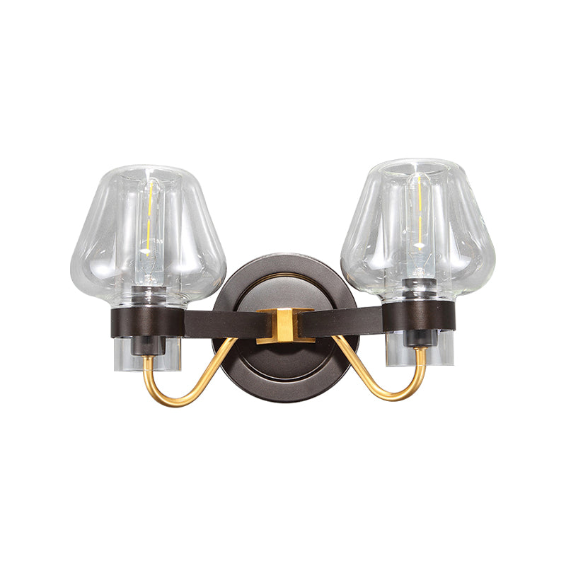BowLift | Clear Glass Black Wall Light Mushroom Shade 2-Light Modern Wall Lamp Accessories for Bedroom