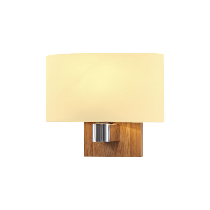 BowLift | A wall lamp with a rectangular shade Opal glass Nordic living room wall lamp lighting fixture with wood