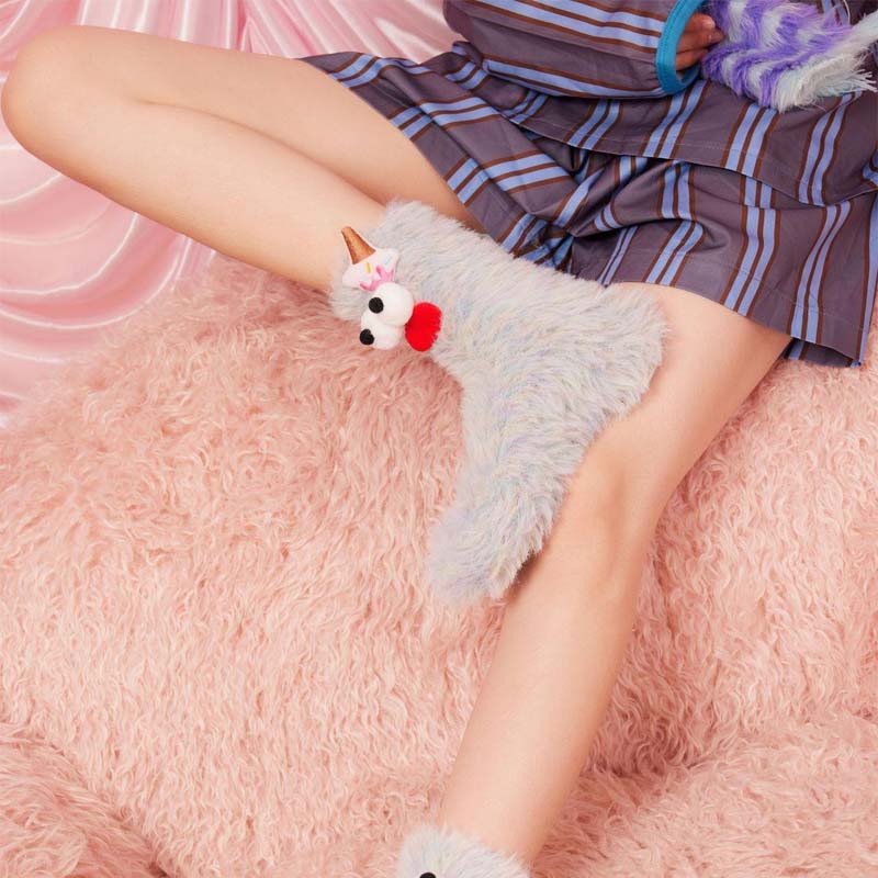 BowLift | Coral velour three-dimensional original socks