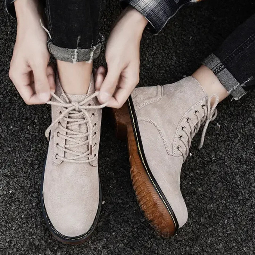 Suede Lace-Up Boots with Rugged Comfort