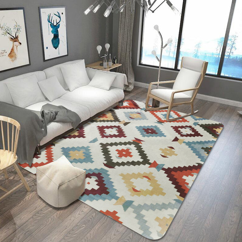 BowLift | Aztec Diamond Tribal Rug Geometric Native Totem in Multicolor Washable Polyester Rug for Living Room