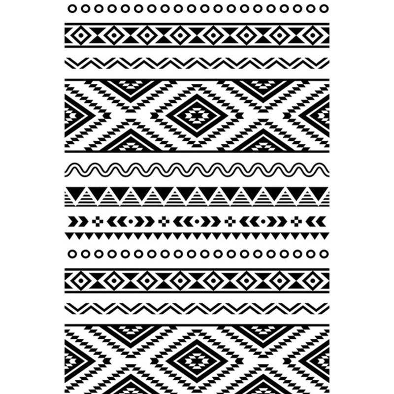 BowLift | Diamond geometric rug southwestern area rug for bedroom Black and White Power Loom washable floor rug