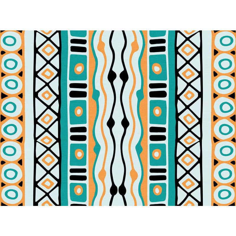 BowLift | Green striped geometric carpet with diamond and pots Polyester Power Loom pet-friendly carpet for accent area