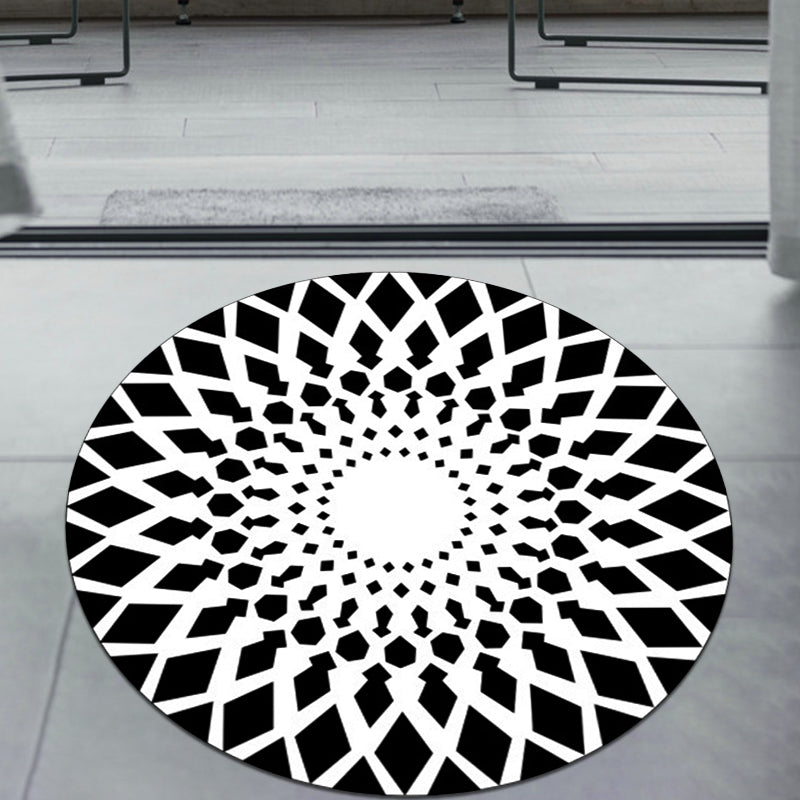 BowLift | Black and White Moroccan Carpet Polyester Floral Carpet Non-Slip Back Carpet for Living Room