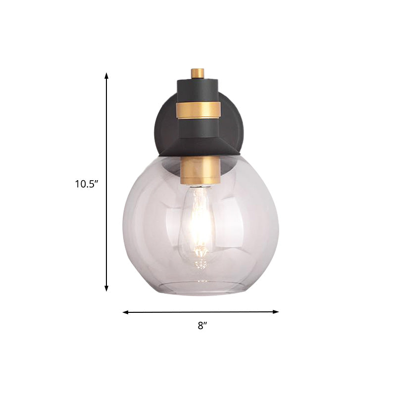 BowLift | Clear Glass Black Wall Lamp Lighting Cylinder/Half Circle/Rectangle 1-Light Industrial Light Fixture, 6"/8" Wide