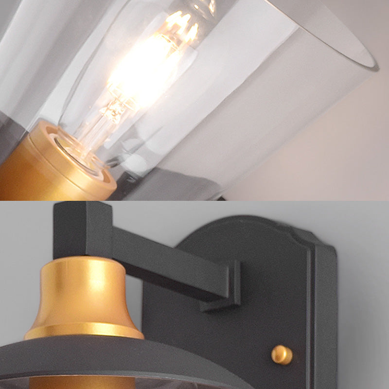 BowLift | Clear Glass Black Wall Lamp Lighting Cylinder/Half Circle/Rectangle 1-Light Industrial Light Fixture, 6"/8" Wide