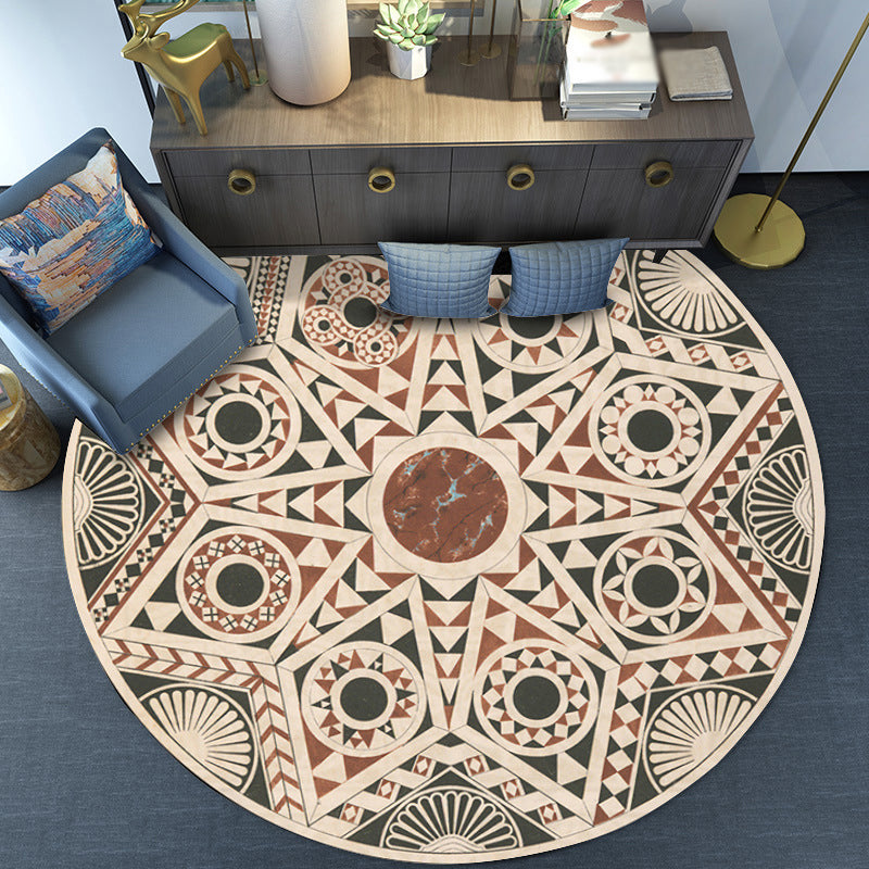 BowLift | Vintage Southwest Geometric Rug Beige Tribal Rug Polyester Non-Slip Mat Rug for Living Room
