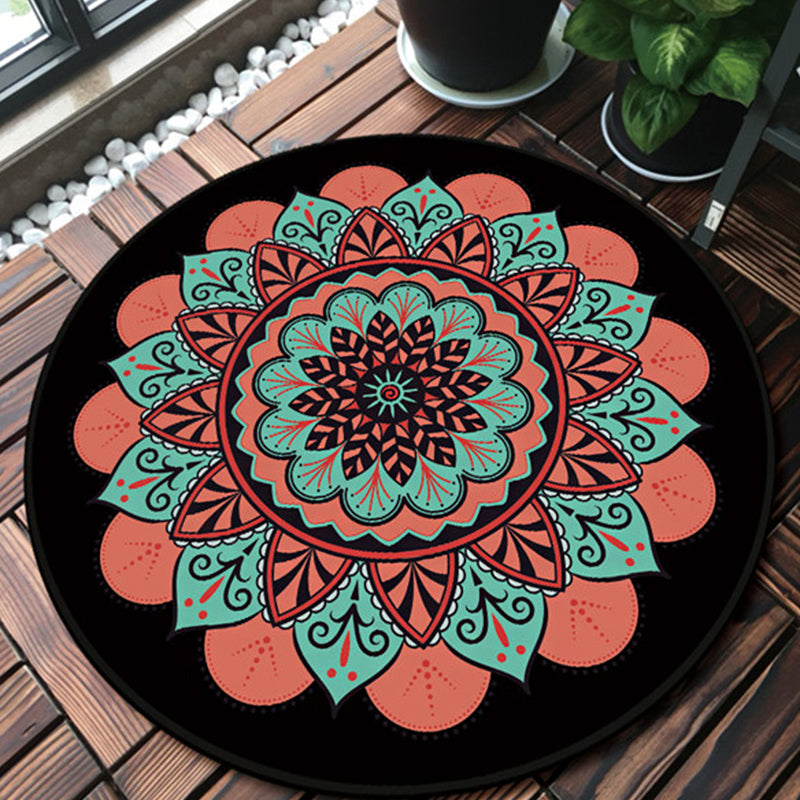 BowLift | Pink and black southwestern rug Polyester Tribal Floral rug washable rug for the living room