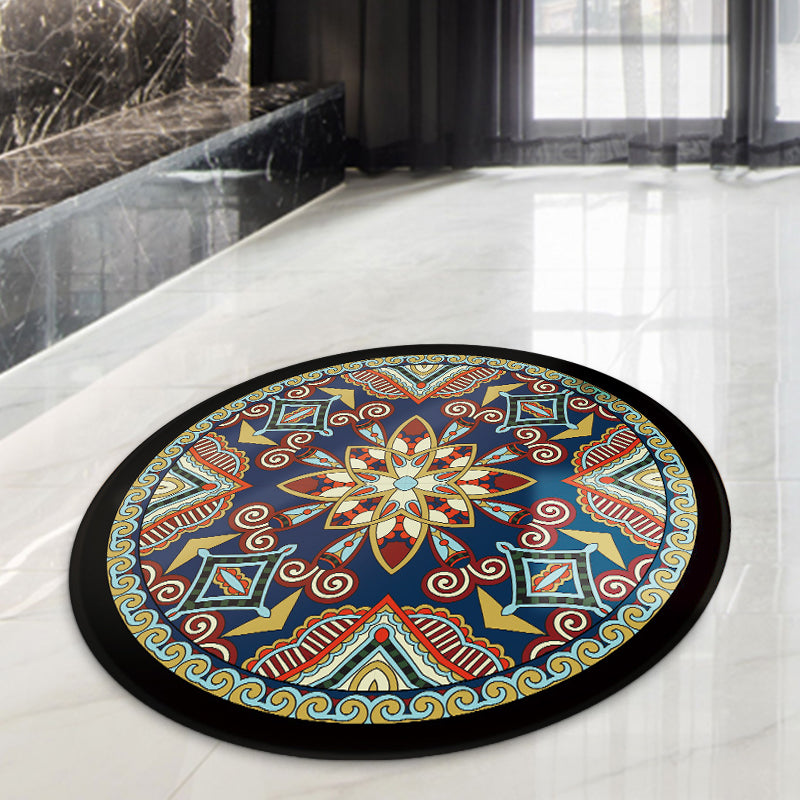 BowLift | Blue and Black Americana Rug Polyester Southwestern Rug non-slip backing Rug for Bedroom