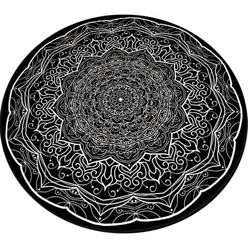 BowLift | American Southwestern Carpet Black and White Polyester Carpet Washable Area Rug for Living Room