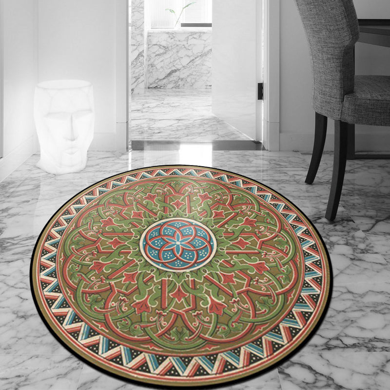 BowLift | Classic Floral Leaf Rug Green Moroccan Rug Polyester Non-Slip Backing Rug for Bedroom