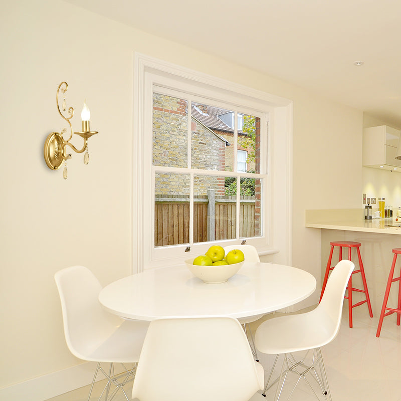 BowLift | Curved Arm Wall Light Contemporary Crystal 1/2-Light Wall Mounted Lighting with/without Shade in Brass