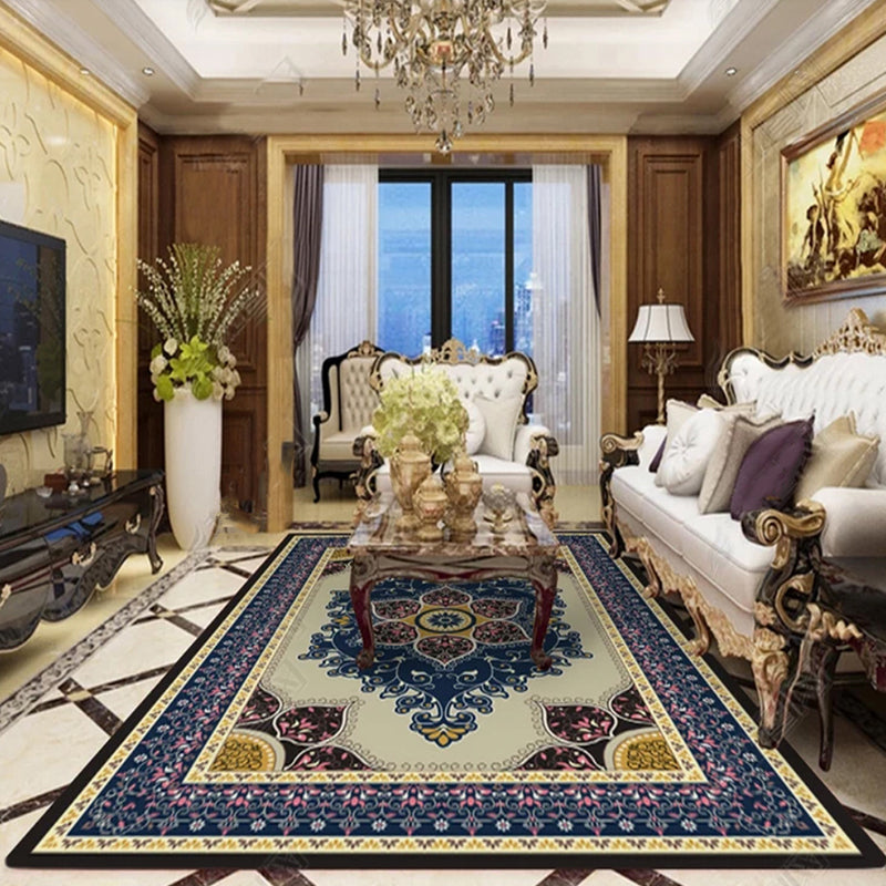 BowLift | Purple and brown bedroom rug Moroccan medallion floral pattern area rug polyester non-slip backing rug