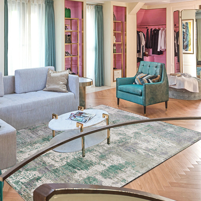 BowLift | Green and Pink Modern Rug Polyester Abstract Rug Washable Non-Slip Back Floor Carpet for Living Room