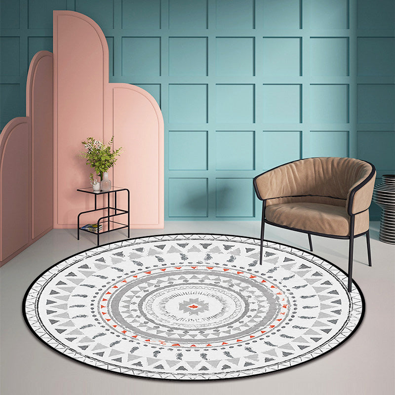 BowLift | Gray Bedroom Rug Southwestern Circle Triangle Pattern Area Rug Polyester Pet-Friendly Rug