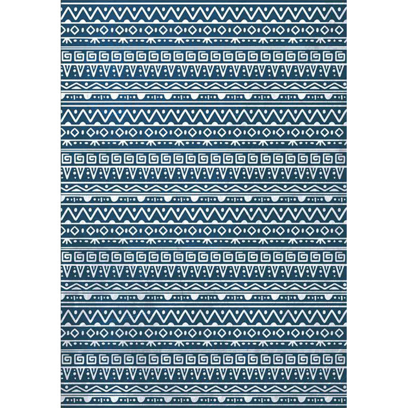 BowLift | American Southwestern rug in blue stripes, Greek key, wave pattern, rug, polyester, washable rug for home decor