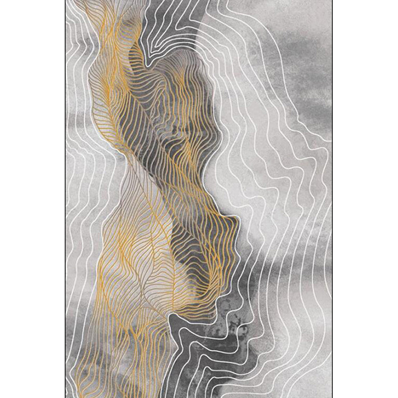 BowLift | Gray Bedroom Rug Modern Abstract Swirl Pattern Rug Polyester Machine Washable Non-Slip Back Rug