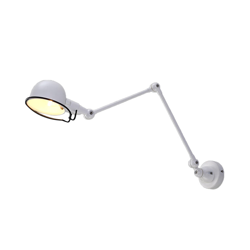BowLift | Black/White Swing Arm Wall Light with Bowl Shade Industrial Metal 1 Head Hallway Wall Lamp