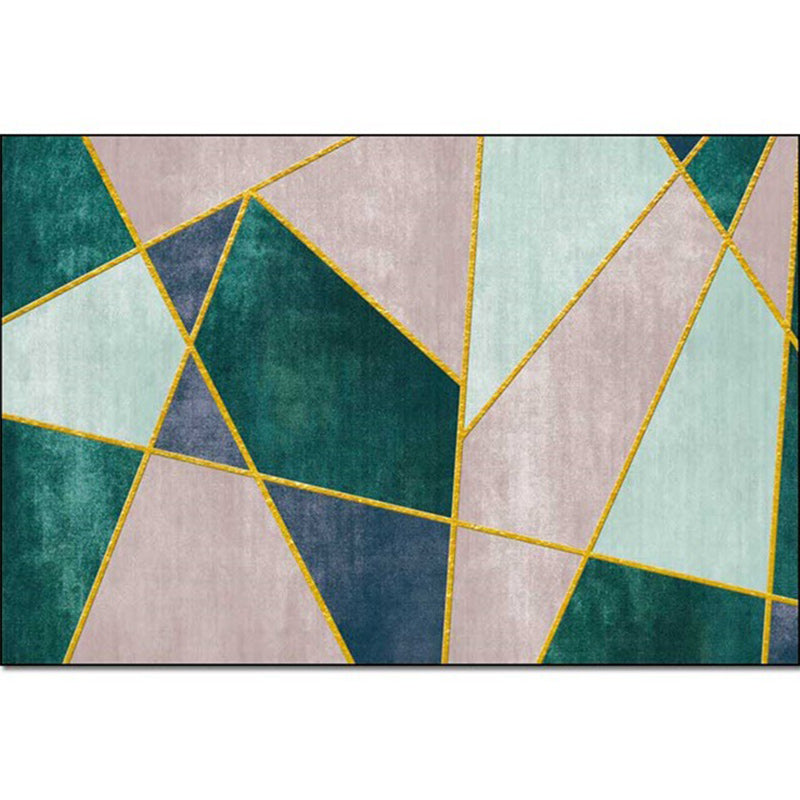 BowLift | Pink and Green Contemporary Carpet Polyester Color Block Carpet Washable Non-Slip Backing Rug for Living Room