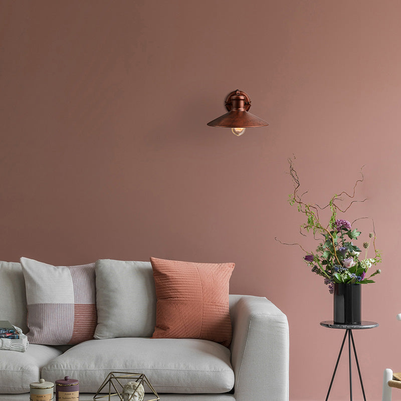 BowLift | Metallic Saucer Wall Light Antique Style 1-Bulb Hallway Wall Light Lamp in Black/Rust