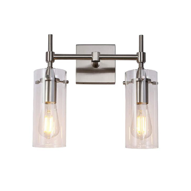 BowLift | Chrome/Nickel Cylinder Shade Wall Lighting Modern Clear Glass 2-Light Dining Room Wall Lamp