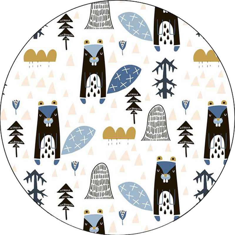 BowLift | White Children's Room Rug Children's Animal Squirrel Tree Triangle Pattern Rug Polyester Washable Non-Slip Rug