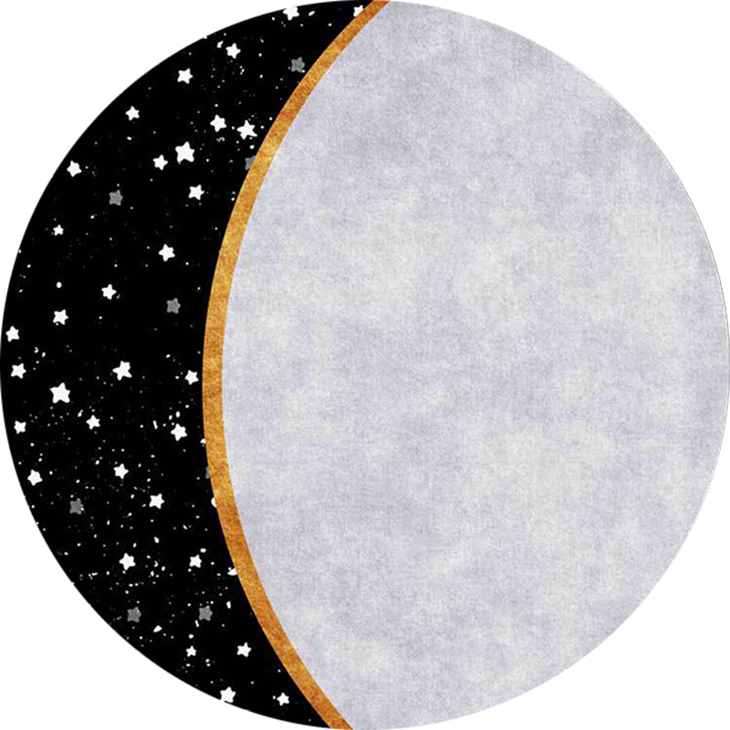 BowLift | White and Black Nordic Carpet Polyester Colorblock Star Print Carpet Machine Washable Non-Slip Background Rug for Living Room