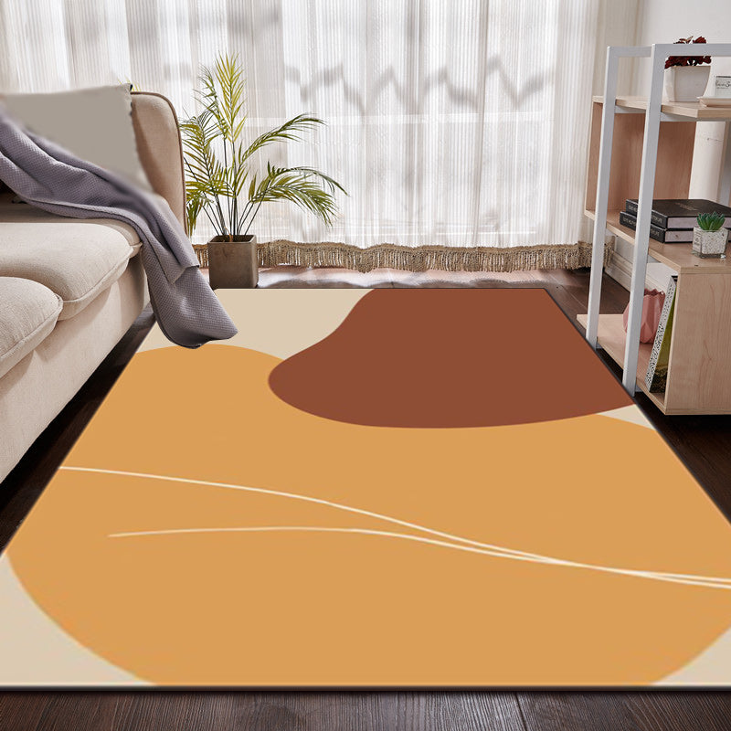 BowLift | Brown Bedroom Carpet New Color Block Irregular Shape Line Pattern Carpet Polyester Non-Slip Back Carpet