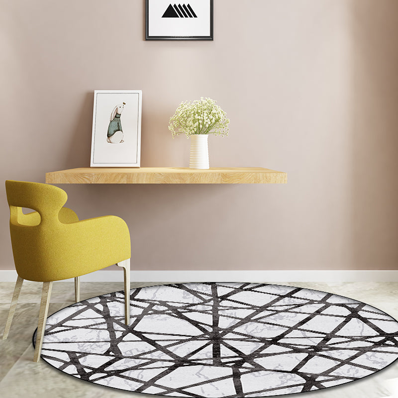 BowLift | White Novelty Rug Polyester Abstract Rug Machine Washable Non-Slip Back Rug for the Living Room