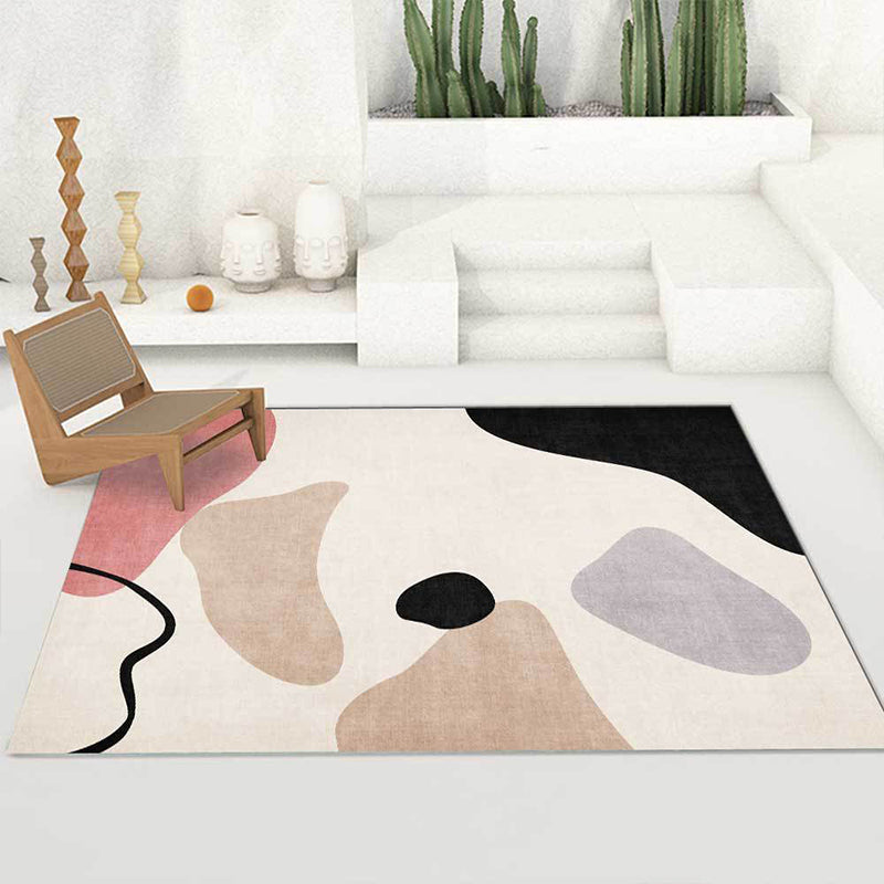 BowLift | Unique abstract color block carpet Beige Multicolor simple rug Polyester machine washable non-slip rug for bedroom