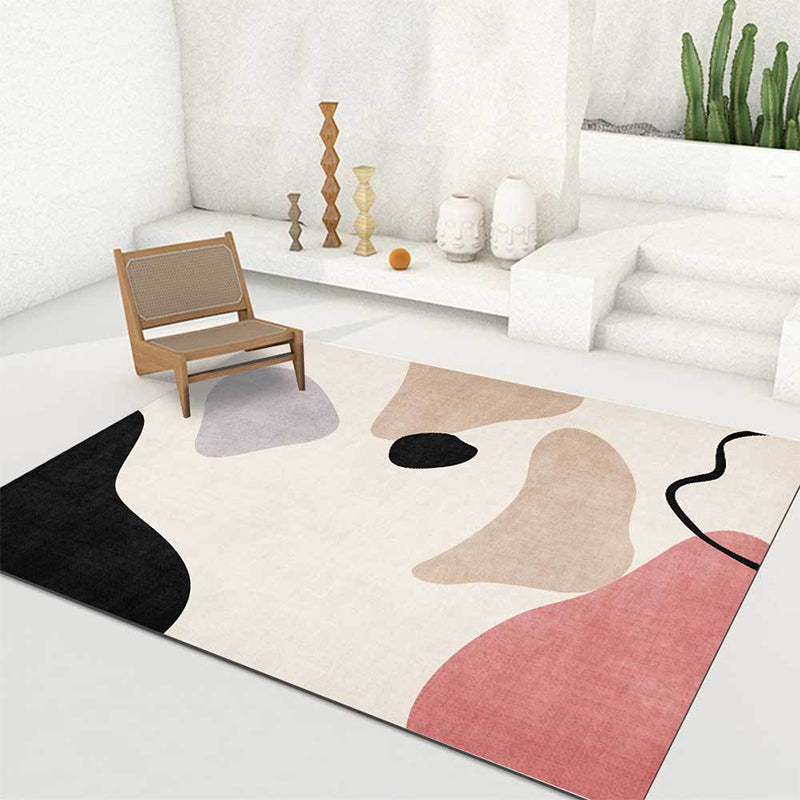 BowLift | Unique abstract color block carpet Beige Multicolor simple rug Polyester machine washable non-slip rug for bedroom