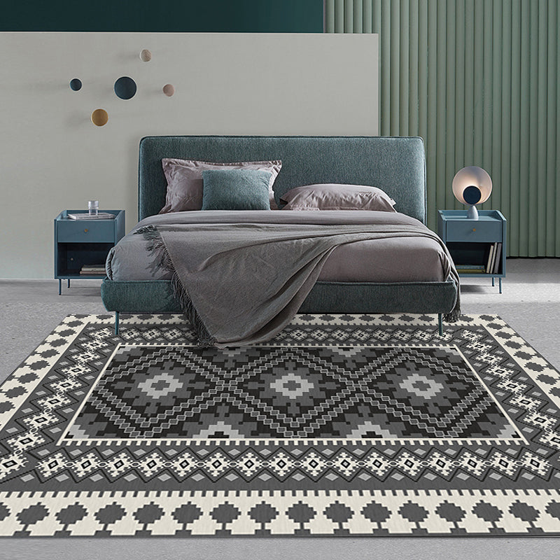BowLift | American Tribal Print Rug Gray and Brown Polyester Rug Machine Washable Non-Slip Area Rug for the Living Room