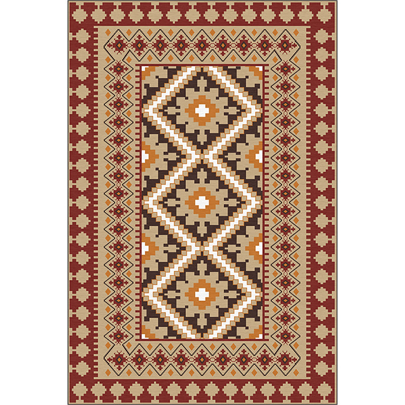 BowLift | American Tribal Print Rug Gray and Brown Polyester Rug Machine Washable Non-Slip Area Rug for the Living Room