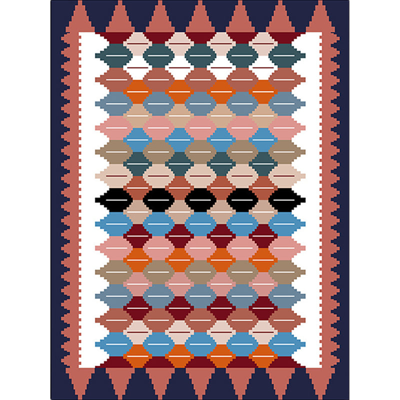 BowLift | Vintage Tribal Pattern Carpet White and Purple Traditional Carpet Polyester Washable Non-Slip Back Carpet for Bedroom