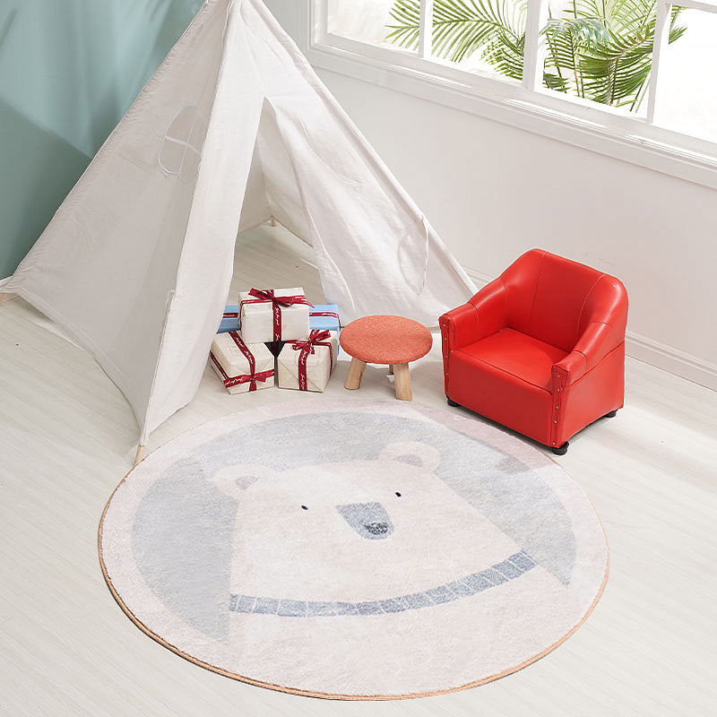 BowLift | Unique cartoon bear patterned rug gray children's rug polyester washable non-slip area rug for the children's room