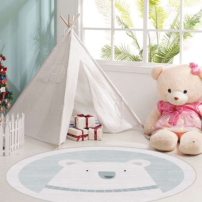 BowLift | Unique cartoon bear patterned rug gray children's rug polyester washable non-slip area rug for the children's room