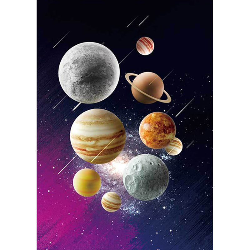 BowLift | Kids' Bedroom Rug in Black and Purple Space Galaxy Planet Print Rug Polyester Machine Washable Rug