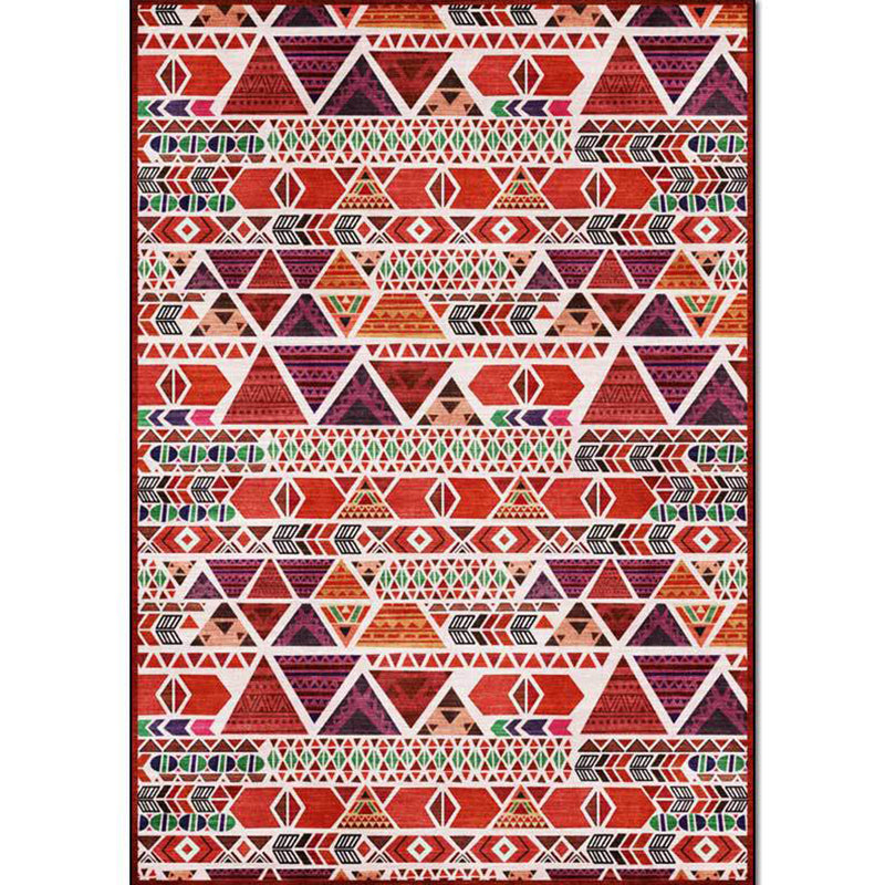 BowLift | Unique geometric pattern rug Red Vintage rug Polyester Washable Anti-slip mat rug for the bedroom